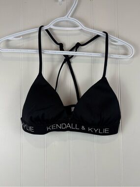 Kendall & Kylie Logo Band Bralette/Swim  Black Minimalist  Athleisure M